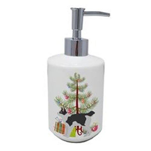 Carolines Treasures 7 x 3.5 in. Japanese Bobtail Cat Merry Christmas Ceramic Soap Dispenser - CK4633SOAP