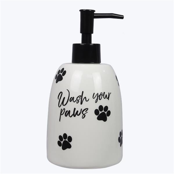 Made4Mattress 6.5 in. Ceramic Paw Print Soap Dispenser Wash Your Paws - MA4266096