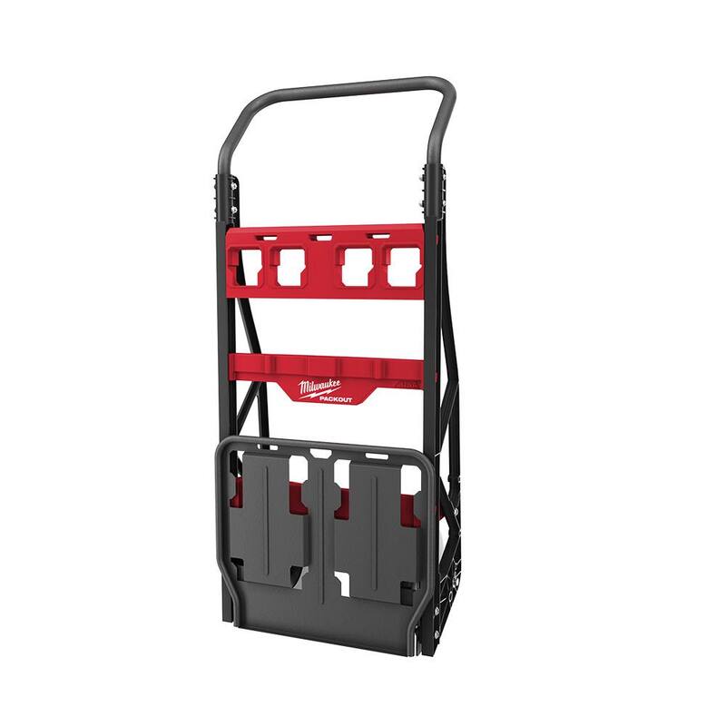 Milwaukee PACKOUT 20 in. 2-Wheel Folding Utility Cart w/3/8 in. and 1/4 in. SAE/Metric Mechanics Set (107-Piece) - 48-22-8415-48-22-9486