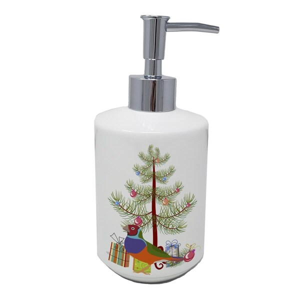 Carolines Treasures 7 x 3.5 in. Amadina Merry Christmas Ceramic Soap Dispenser - CK4486SOAP
