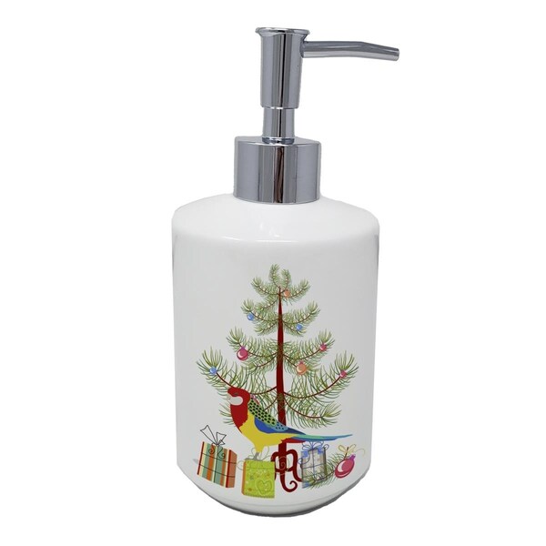 Carolines Treasures 7 x 3.5 in. Rosella Merry Christmas Ceramic Soap Dispenser - CK4503SOAP