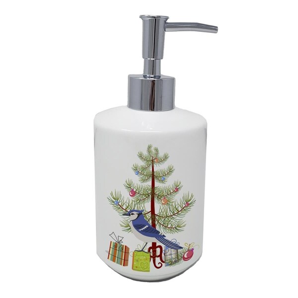 Carolines Treasures 7 x 3.5 in. Jay Bird Merry Christmas Ceramic Soap Dispenser - CK4490SOAP