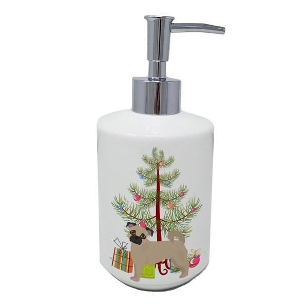 Carolines Treasures 7 x 3.5 in. Fawn Chug Christmas Tree Ceramic Soap Dispenser - CK3821SOAP