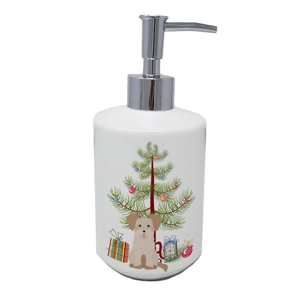 Carolines Treasures 7 x 3.5 in. Morkie No.3 Christmas Tree Ceramic Soap Dispenser - CK3889SOAP