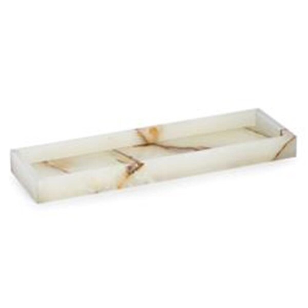 Bey Berk International Bey-Berk International  Green Onyx Marble Bath Tray, White & Tan - TT201X