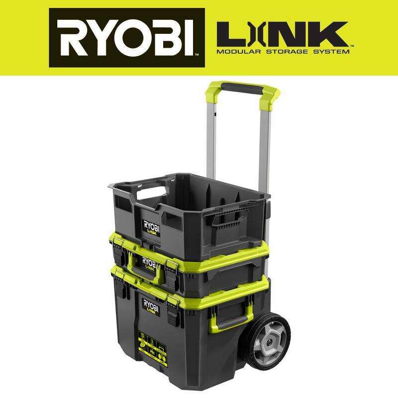 RYOBI 22.7 in. LINK Rolling Tool Box with LINK Standard Tool Box and LINK Tool Crate - STM201-STM101-STM104