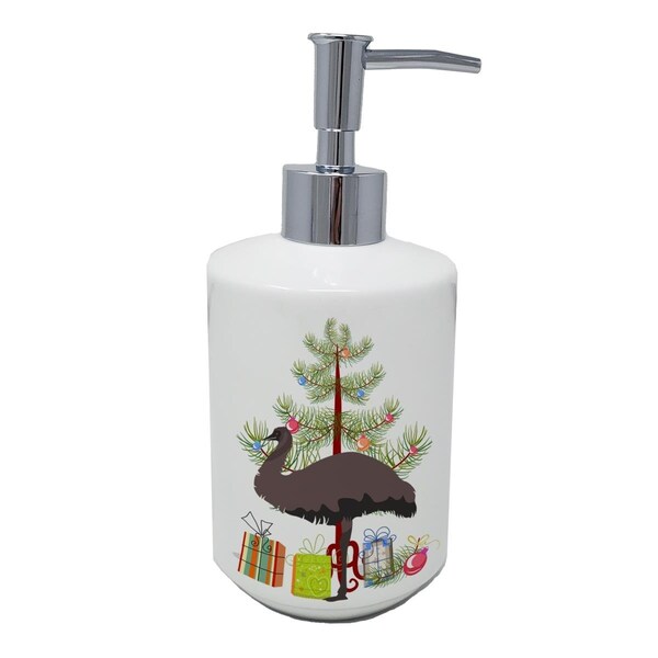 Carolines Treasures 7 x 3.5 in. Emu Christmas Ceramic Soap Dispenser, Teal - BB9289SOAP