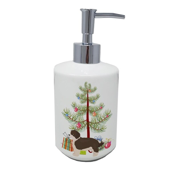 Carolines Treasures 7 x 3.5 in. Havapoo No.1 Christmas Tree Ceramic Soap Dispenser - CK3840SOAP