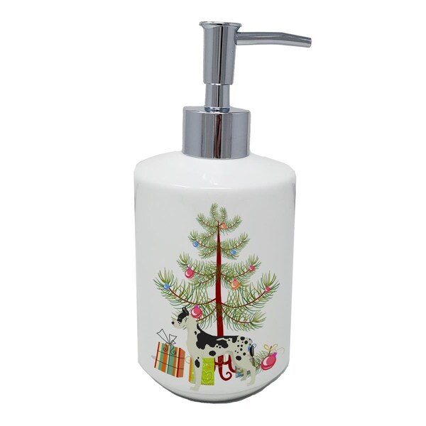 Carolines Treasures 7 x 3.5 in. Great Dane Christmas Tree Ceramic Soap Dispenser - CK3542SOAP