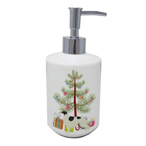 Carolines Treasures 7 x 3.5 in. Borzoi Christmas Tree Ceramic Soap Dispenser - CK3524SOAP