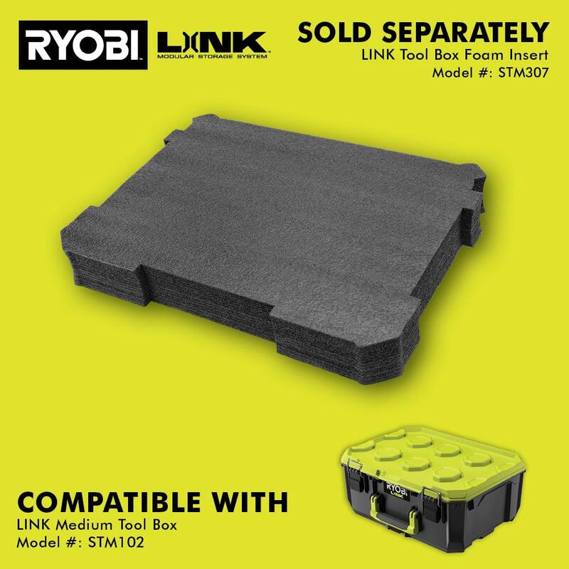 RYOBI LINK Medium Tool Box with LINK Compact 6-Compartment Modular Small Parts Organizer Tool Box - STM102-STM304