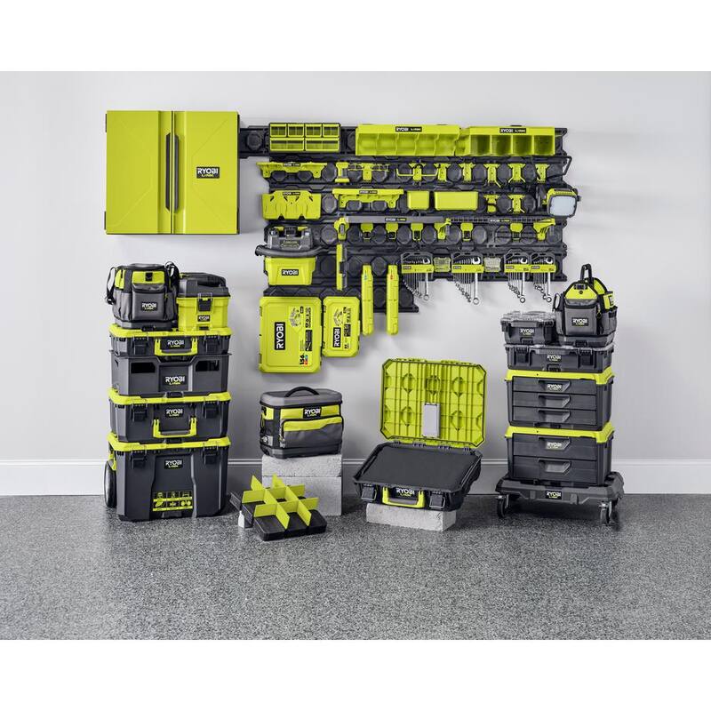RYOBI LINK Medium Tool Box with LINK Compact 6-Compartment Modular Small Parts Organizer Tool Box - STM102-STM304