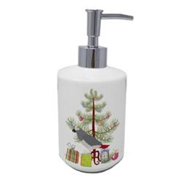 Carolines Treasures 7 x 3.5 in. African Grey Parrot Merry Christmas Ceramic Soap Dispenser - CK4495SOAP