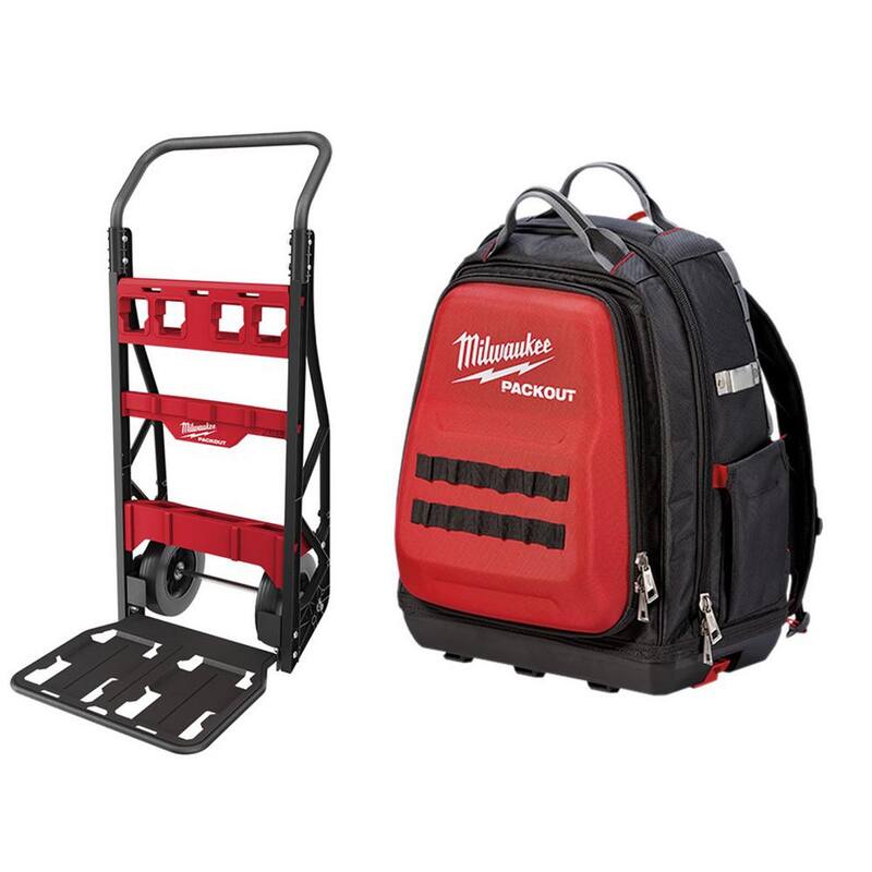 Milwaukee 20 in. W PACKOUT 2-Wheel Utility Tool Cart with 15 in. PACKOUT Backpack (2-Piece) - 48-22-8415-48-22-8301