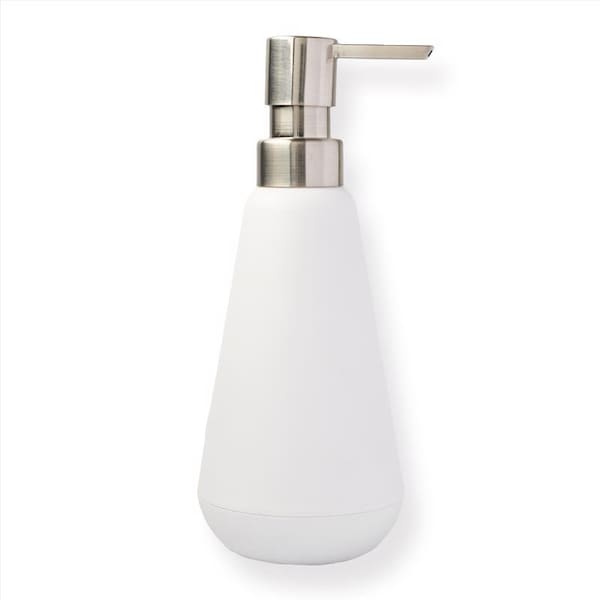 Sttelli Sttelli Belize Brushed Nickel White Plastic Soap Pump - BEA-SPU-WHI