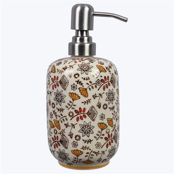 Youngs 7.28 in. Stoneware Hand Stamped Lotion Pump Dispenser - 11224