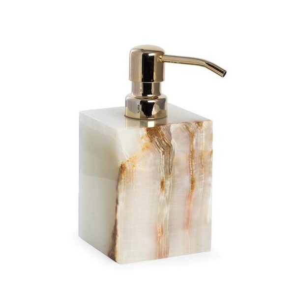 Bey Berk International Bey-Berk International TT204X Marble Bath Soap Dispenser in Green Onyx; White & Tan - TT204X