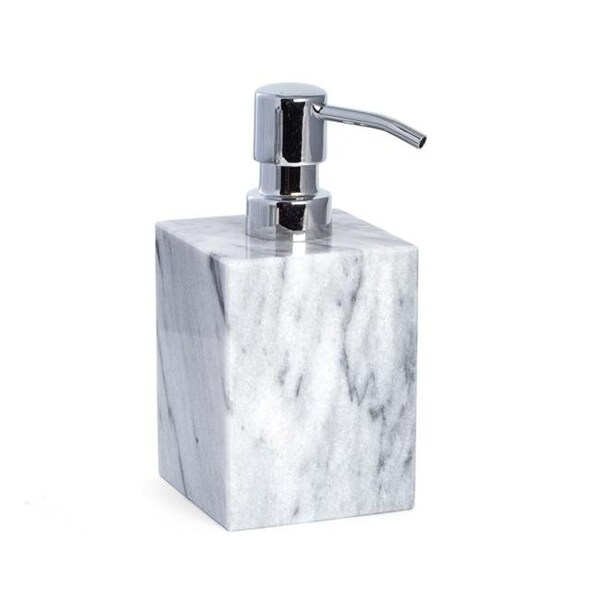Bey Berk International Bey-Berk International TT204G Marble Bath Soap Dispenser in Cloud - White & Grey - TT204G