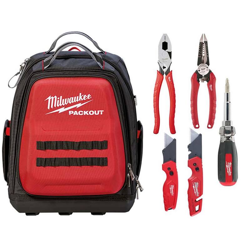 Milwaukee 15 in. PACKOUT Backpack with Hand Tool Set (5-Pieces) - 48-22-8301-48-22-1503