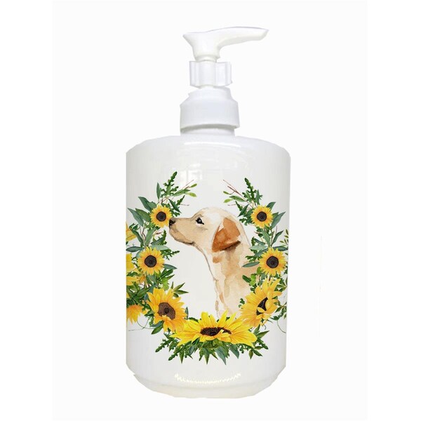 Carolines Treasures Yellow Labrador No.2 Ceramic Soap Dispenser - CK2935SOAP