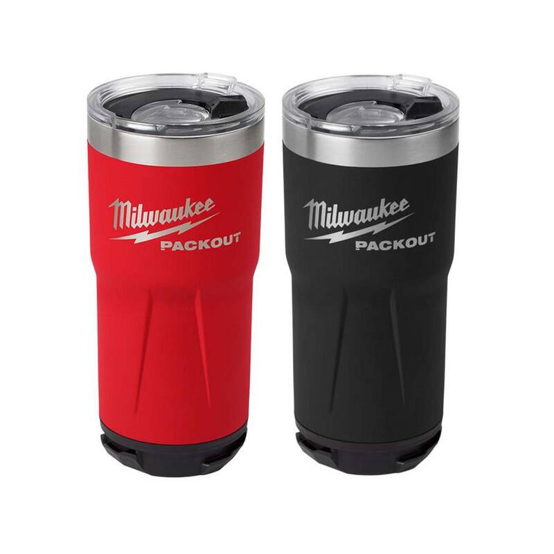 Milwaukee PACKOUT Red and Black 20 oz. Tumbler (2-Pack) - 48-22-8392R-48-22-8392B