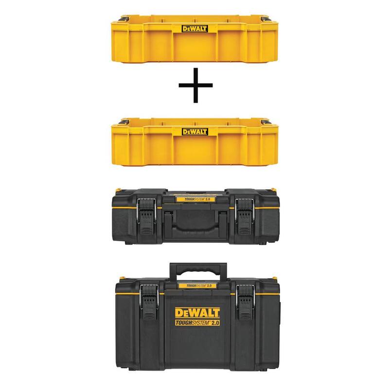DEWALT TOUGHSYSTEM 2.0 22 in. Deep Tool Tray (2 Pack), TOUGHSYSTEM 2.0 Small Tool Box and Large Tool Box - DWST08120W16530