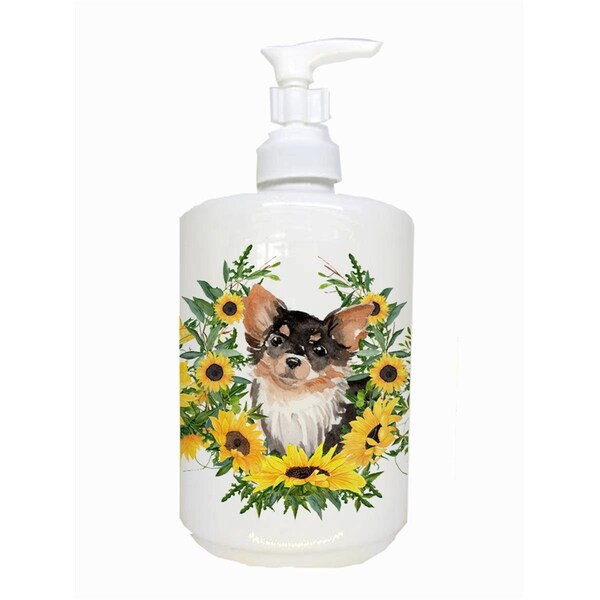 Carolines Treasures Long Haired Chihuahua Ceramic Soap Dispenser - CK2934SOAP