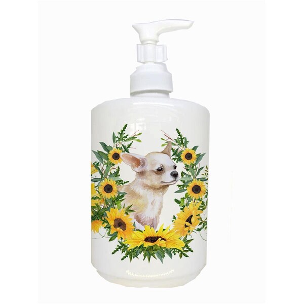 Carolines Treasures Chihuahua Leg Up Ceramic Soap Dispenser - CK2889SOAP