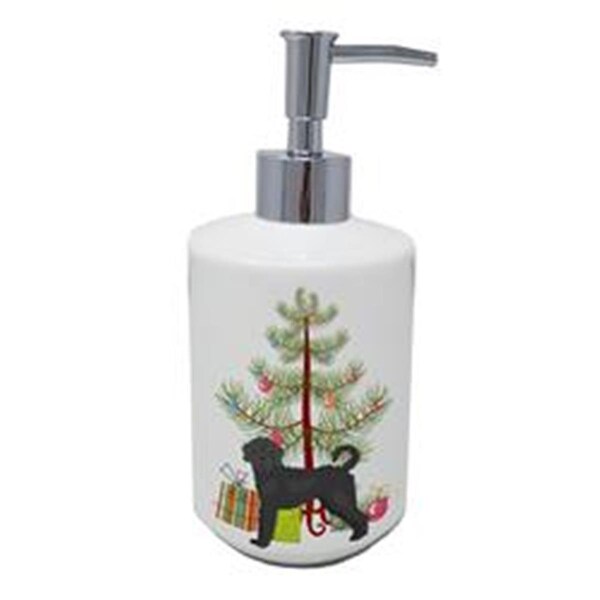 Carolines Treasures 7 x 3.5 in. Black Labradoodle Christmas Tree Ceramic Soap Dispenser - CK3847SOAP