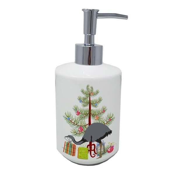 Carolines Treasures 7 x 3.5 in. Rhea Christmas Ceramic Soap Dispenser, Teal - BB9290SOAP