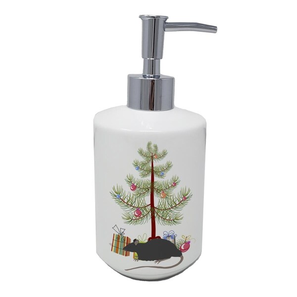 Carolines Treasures 7 x 3.5 in. Black Rat Merry Christmas Ceramic Soap Dispenser - CK4468SOAP