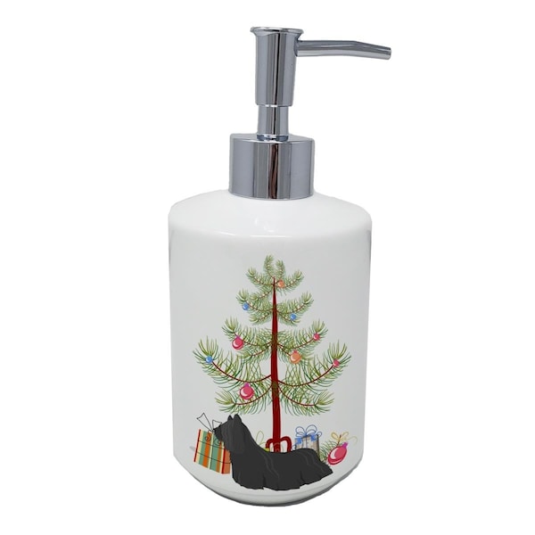 Carolines Treasures 7 x 3.5 in. Skye Terrier Christmas Tree Ceramic Soap Dispenser - CK3564SOAP