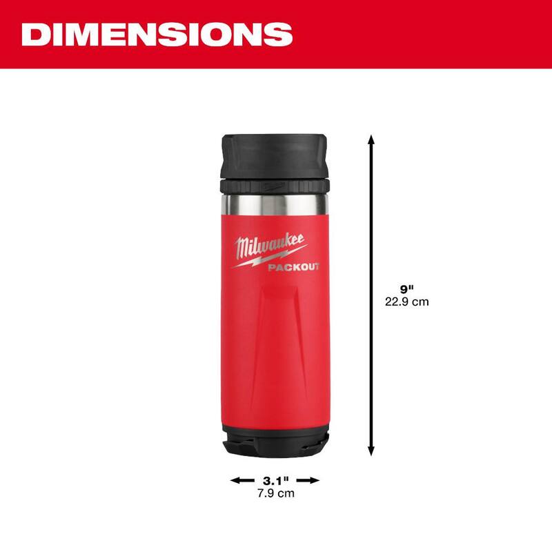 Milwaukee PACKOUT Red 18 Oz. Insulated Bottle with Sip Lid - 48-22-8395R