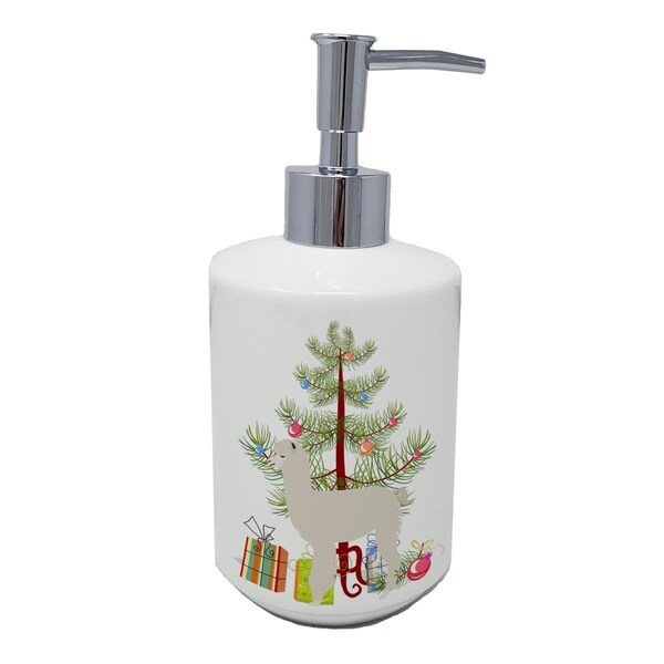 Carolines Treasures 7 x 3.5 in. Alpaca Christmas Ceramic Soap Dispenser, Teal - BB9286SOAP