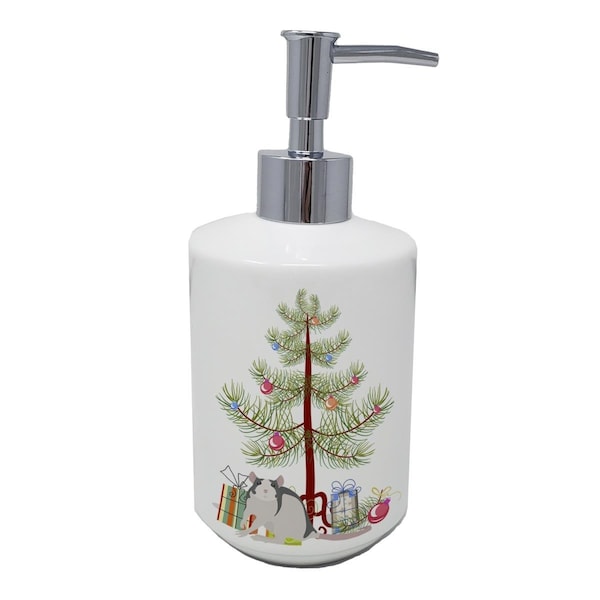 Carolines Treasures 7 x 3.5 in. Husky Rat Merry Christmas Ceramic Soap Dispenser - CK4473SOAP
