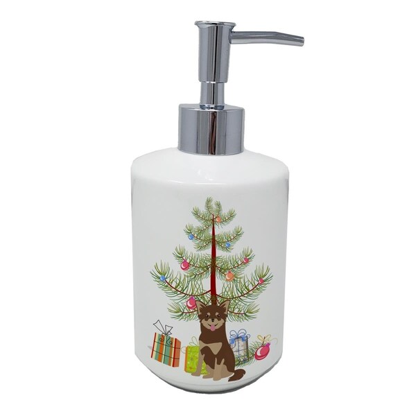 Carolines Treasures 7 x 3.5 in. Chihuahua Christmas Tree Ceramic Soap Dispenser - CK3496SOAP