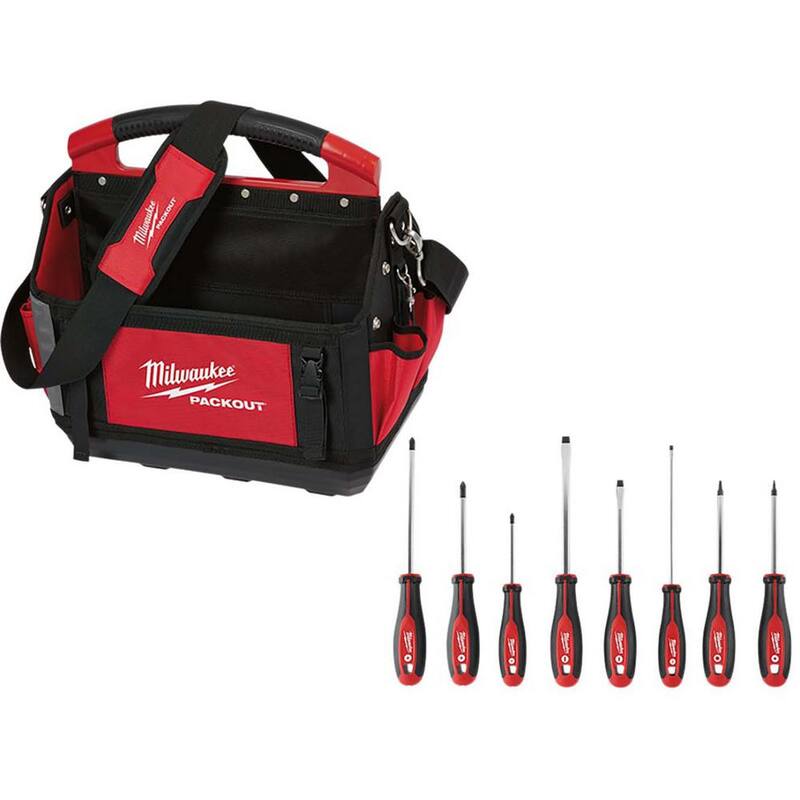 Milwaukee 15 in. Packout Tote with Screwdriver Set (8-Piece) - 48-22-8315-48-22-2718