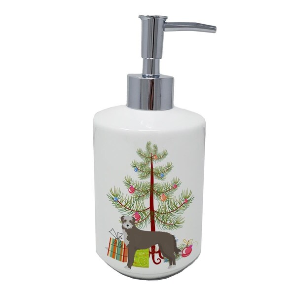 Carolines Treasures 7 x 3.5 in. Lurcher No.1 Christmas Tree Ceramic Soap Dispenser - CK3850SOAP
