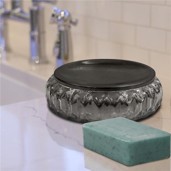 Nusteel Nusteel GLA328D-3 Black Glass With Black Nickel Steel Soap Dish - GLA328D-3
