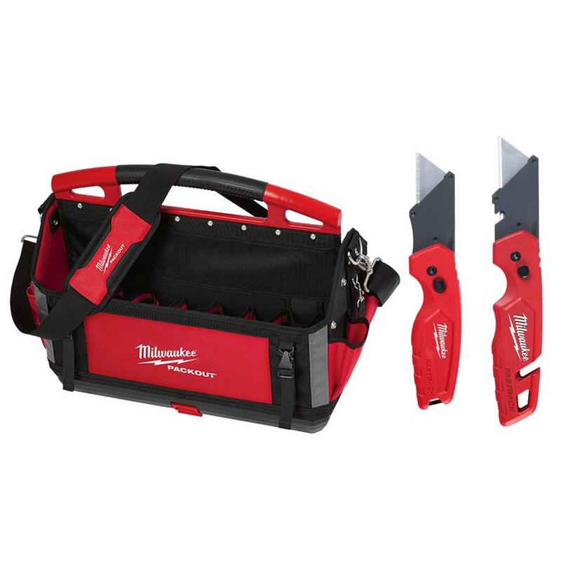 Milwaukee 20 in. PACKOUT Tote with Fastback Folding Utility Knife Set (2-Pack) - 48-22-8320-48-22-1503