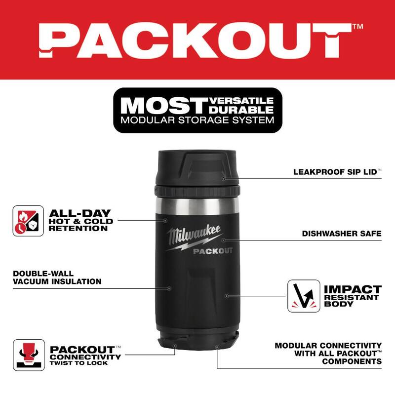 Milwaukee PACKOUT Black 12 oz. Insulated Bottle with Sip Lid - 48-22-8391B