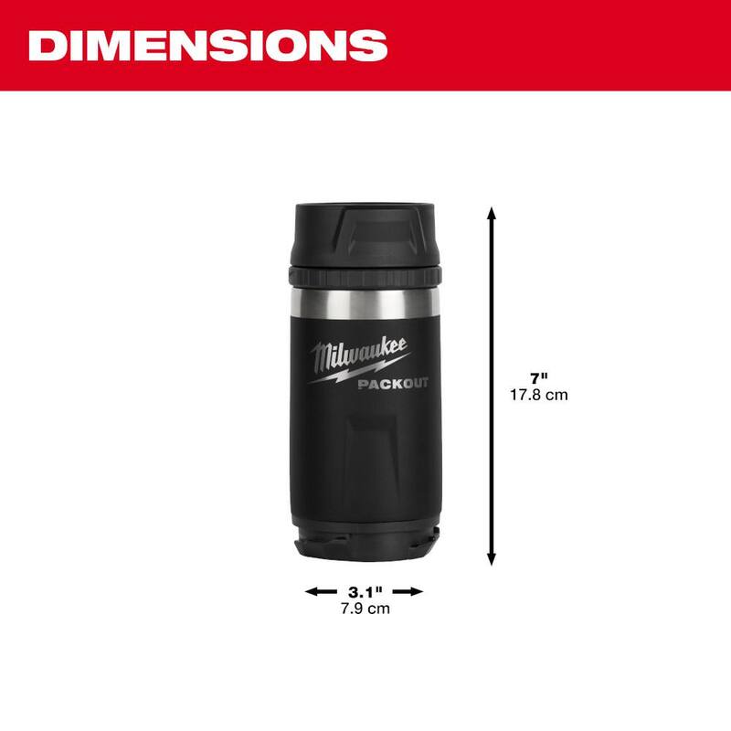 Milwaukee PACKOUT Black 12 oz. Insulated Bottle with Sip Lid - 48-22-8391B