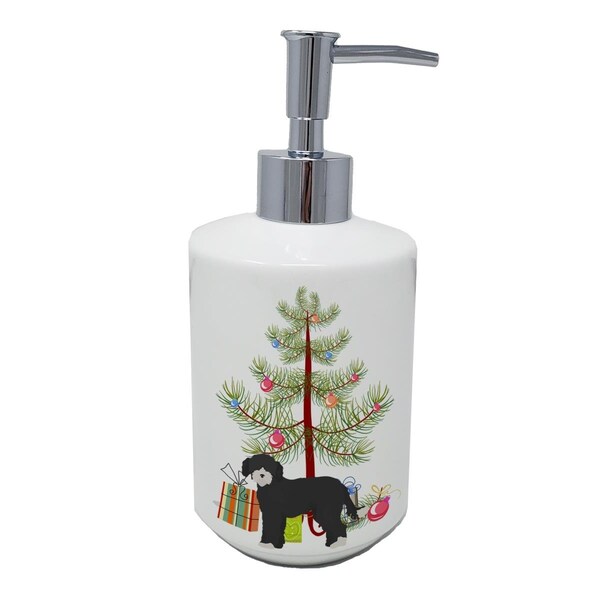 Carolines Treasures 7 x 3.5 in. Whoodle No.2 Christmas Tree Ceramic Soap Dispenser - CK3881SOAP