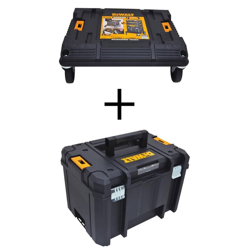 DEWALT TSTAK Stackable Utility Cart and TSTAK VI 17 in. Stackable Deep Tool Storage Box - DWST17889W17806
