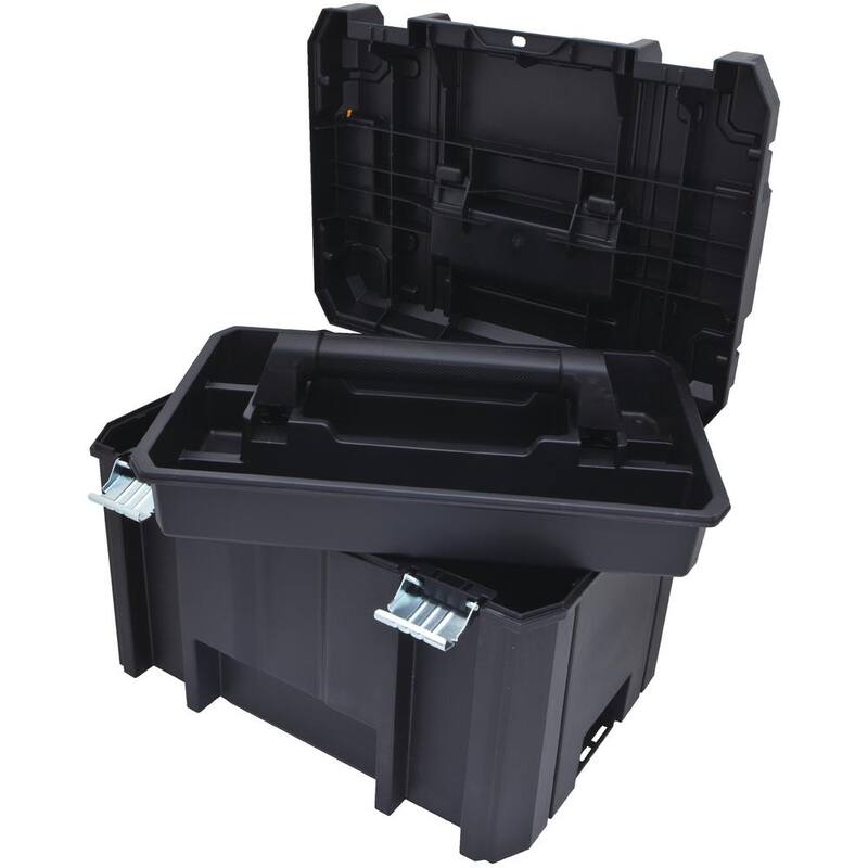 DEWALT TSTAK Stackable Utility Cart and TSTAK VI 17 in. Stackable Deep Tool Storage Box - DWST17889W17806