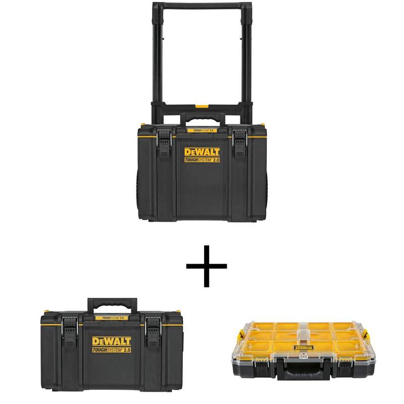 DEWALT TOUGHSYSTEM 2.0 24 in. Mobile Tool Box, 22 in. Large Tool Box and 10-Compartment Deep Small Parts Organizer - DWST08450W30040