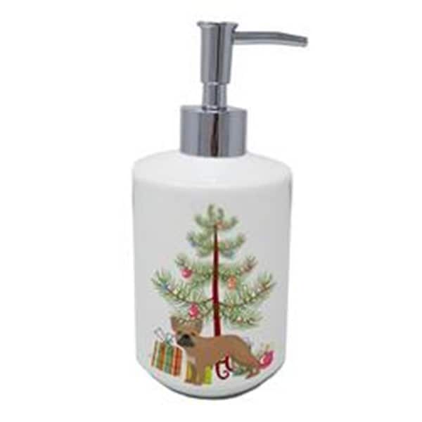 Carolines Treasures 7 x 3.5 in. French Bulldog Christmas Tree Ceramic Soap Dispenser - CK3455SOAP