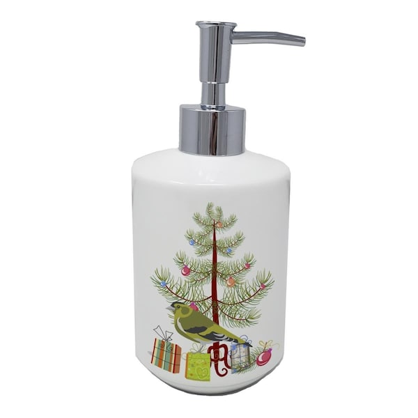 Carolines Treasures 7 x 3.5 in. Siskin Merry Christmas Ceramic Soap Dispenser - CK4491SOAP