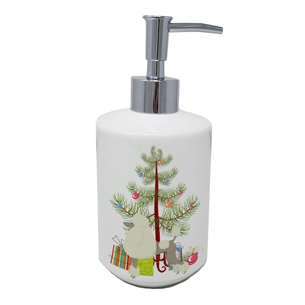 Carolines Treasures 7 x 3.5 in. Poodle Christmas Tree Ceramic Soap Dispenser - CK3556SOAP