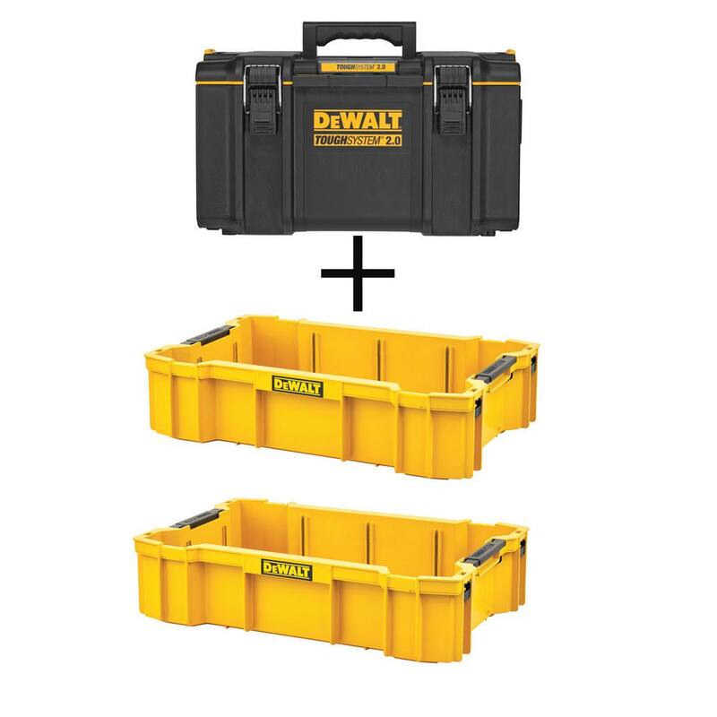 DEWALT TOUGHSYSTEM 2.0 22 in. Large Tool Box and (2) TOUGHSYSTEM 2.0 Deep Tool Trays - DWST08300W81202